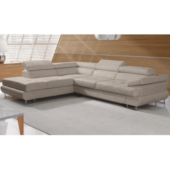 Colţar, material textil melir gri deschis, model stânga, BUTON P