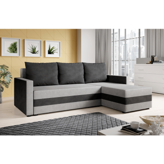 Colţar reversibil, gri/negru, PAULITA