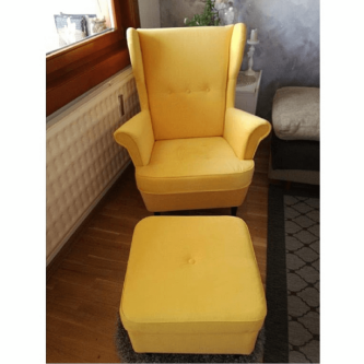Taburet modern, galben/wenge, RUTINO