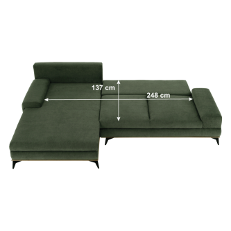 Canapea, verde, model stânga, SELBY