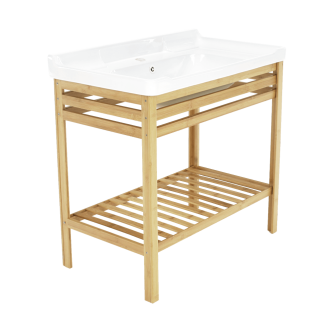 Masă cu chiuvetă ceramică, natural/alb, SELENE TYP 6