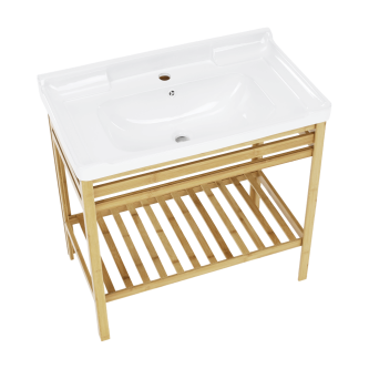 Masă cu chiuvetă ceramică, natural/alb, SELENE TYP 6