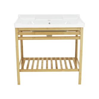 Masă cu chiuvetă ceramică, natural/alb, SELENE TYP 6