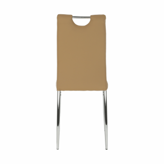 Scaun, bej / alb, piele ecologică / crom, SIGNA