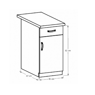 Dulap inferior D40S1 cu 1 sertar, model dreapta, nuc Milano, SICILIA