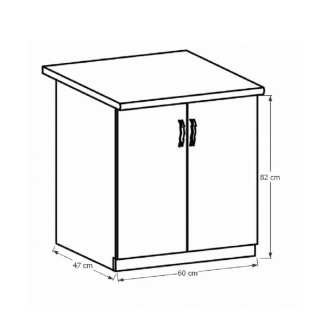 Dulap inferior D60 cu 2 uşi, nuc Milano, SICILIA