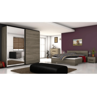 Dulap cu oglindă, stejar sonoma închis, BETINO BX-72