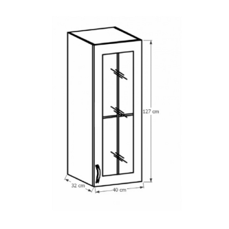 Dulap superior cu sticlă W40S, alb/pin Andersen, dreapta PROVENCE