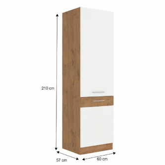 Dulap înalt, stejar Lancelot/alb extra lucios HG, VEGA 60 DK-210 2F