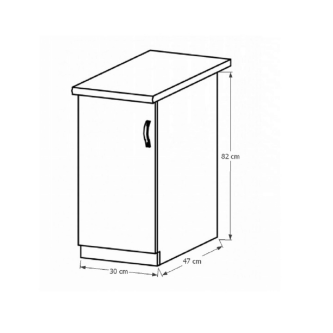 Dulap inferior D30 cu uşă, model stânga, alb/pin Andersen, SICILIA