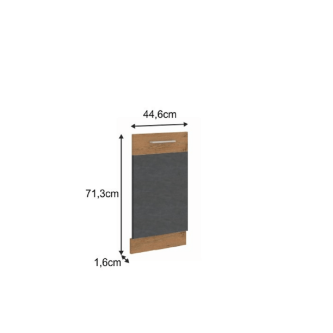 Uşă pentru maşina de spălat vase încorporată, gri mat/stejar lancelot, VEGA ZM 713x446