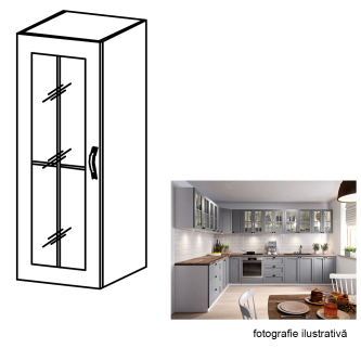 Cabinet superior, alb/gri mat, model stânga, LAYLA W40S