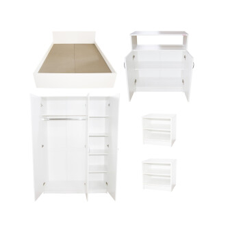 Dormitor Soft Alb cu pat 140x200 cm
