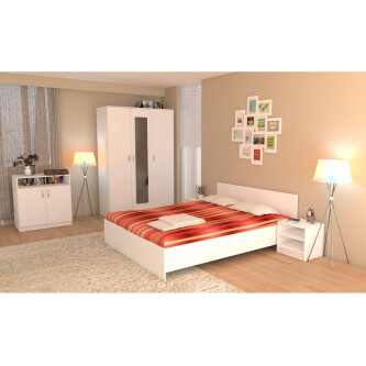 Dormitor Soft Alb cu pat 140x200 cm