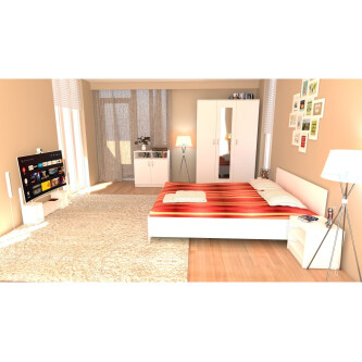 Dormitor Soft Alb cu pat 140x200 cm