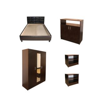Dormitor Soft Wenge cu pat tapitat Wenge pentru saltea 140x200 cm