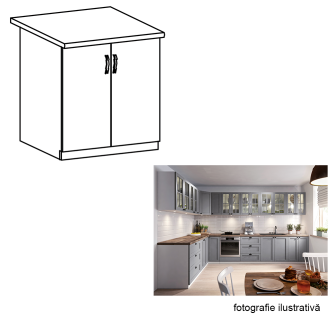 Cabinet inferior cu două uşi, gri mat/alb, LAYLA D60