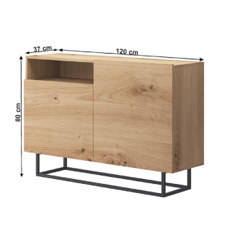 Comodă, stejar artisan/negru, SPRING EK120
