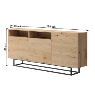 Comodă, stejar artisan/negru, SPRING EK180