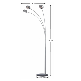 Lampă pe picior, metal gri/marmură, CINDA TYP 1 YF04-3