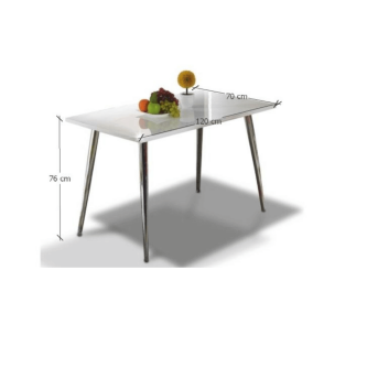 Masă dining, MDF+crom, extra strălucire HG, 120x70 cm, PEDRO