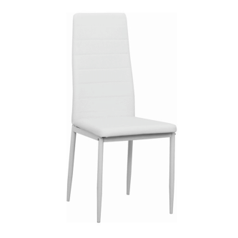 Scaun, piele eco albă/metal alb, COLETA NOVA