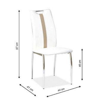 Scaun, alb / bej, piele ecologică / crom, SIGNA