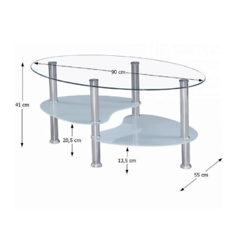 Măsuţă de cafea, oţel/sticlă transparentă/sticlă  de culoarea laptelui, WAVE NEW