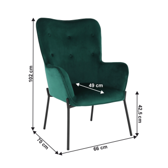 Fotoliu de design, catifea Velvet smarald, SURIL