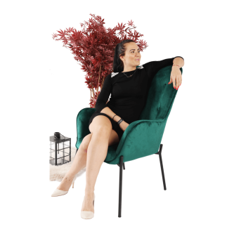 Fotoliu de design, catifea Velvet smarald, SURIL