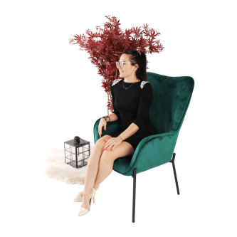 Fotoliu de design, catifea Velvet smarald, SURIL
