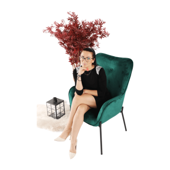Fotoliu de design, catifea Velvet smarald, SURIL