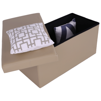 Taburet pliabil, piele eco maro, IMRA