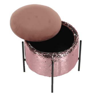 Taburet, roz/paiete roz/negru, TOMIA
