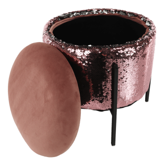Taburet, roz/paiete roz/negru, TOMIA