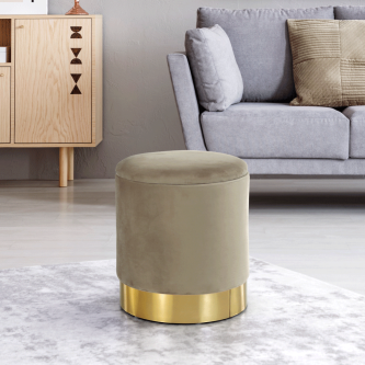 Taburet, catifea Velvet gri maroniu TAUPE/crom auriu, ANIZA