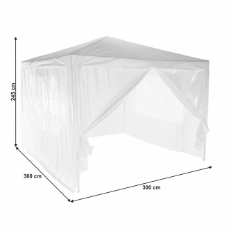 Cort de grădină pentru party, alb, 3x3 m, TEKNO TYP 1