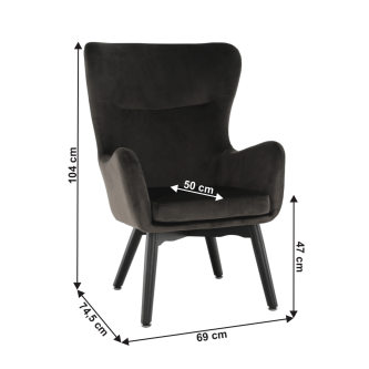 Fotoliu de design, catifea Velvet gri maroniu TAUPE, TENAL
