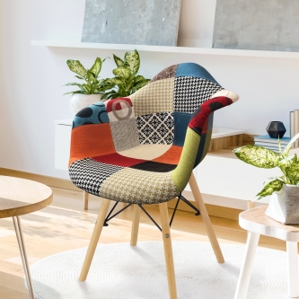 Scaun, ţesătură patchwork/fag, TOBO 3  NEW
