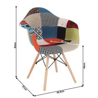 Scaun, ţesătură patchwork/fag, TOBO 3  NEW