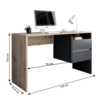 Masă PC, stejar artisan/grafit-antracit, TULIO
