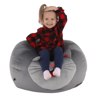 Fotoliu tip sac, material textil gri, BABY TIPUL 1