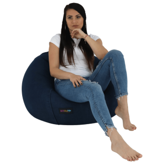 Fotoliu tip sac, material textil jeans, LAMIO