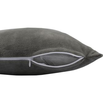 Pernă, material textil de catifea gri-maro Taupe, 45x45, ALITA TIPUL 3