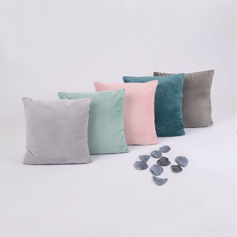 Pernă, material textil de catifea gri-maro Taupe, 45x45, ALITA TIPUL 3