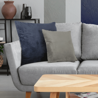 Pernă, material textil de catifea gri-maro Taupe, 45x45, ALITA TIPUL 3