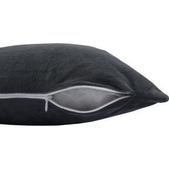 Pernă, material textil de catifea gri închis, 45x45, ALITA TIPUL 8