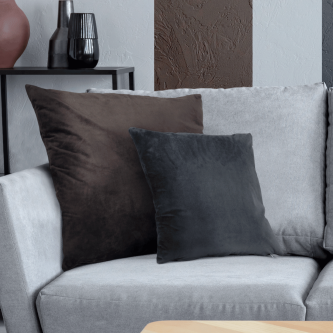 Pernă, material textil de catifea gri închis, 45x45, ALITA TIPUL 8