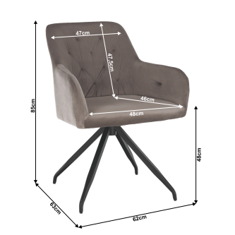 Scaun pivotant, ţesătură de catifea gri maro-gri / negru, VELEZA