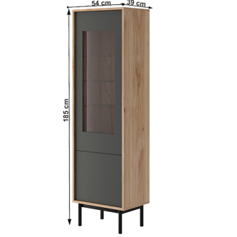 Vitrină, stejar jaskson hickory/grafit, BERGEN BWT54